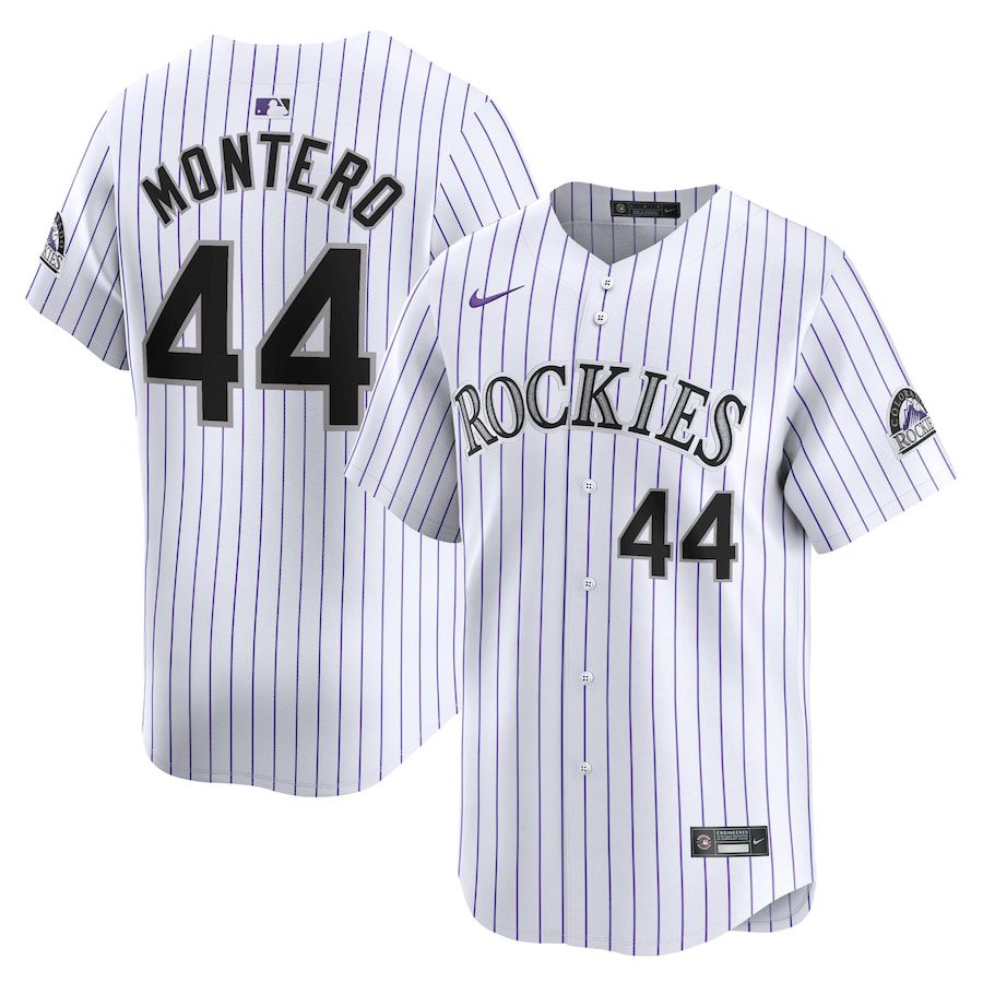 Men Colorado Rockies #44 Elehuris Montero Nike White Home Limited Player MLB Jersey